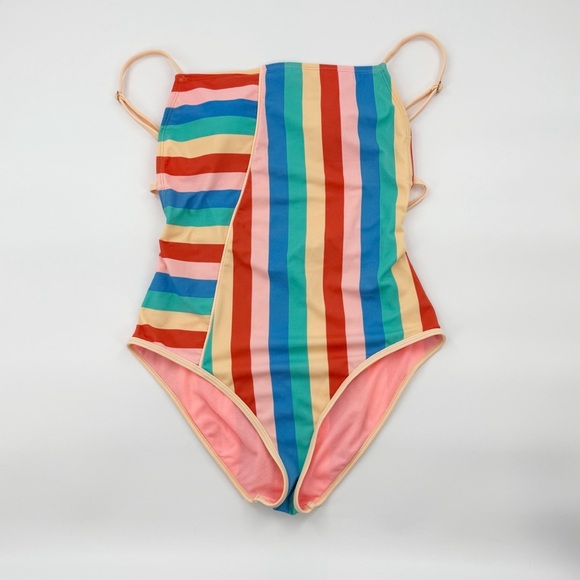 GB Colorful Striped One-Piece Swimsuit SIZE Large - Picture 4 of 16